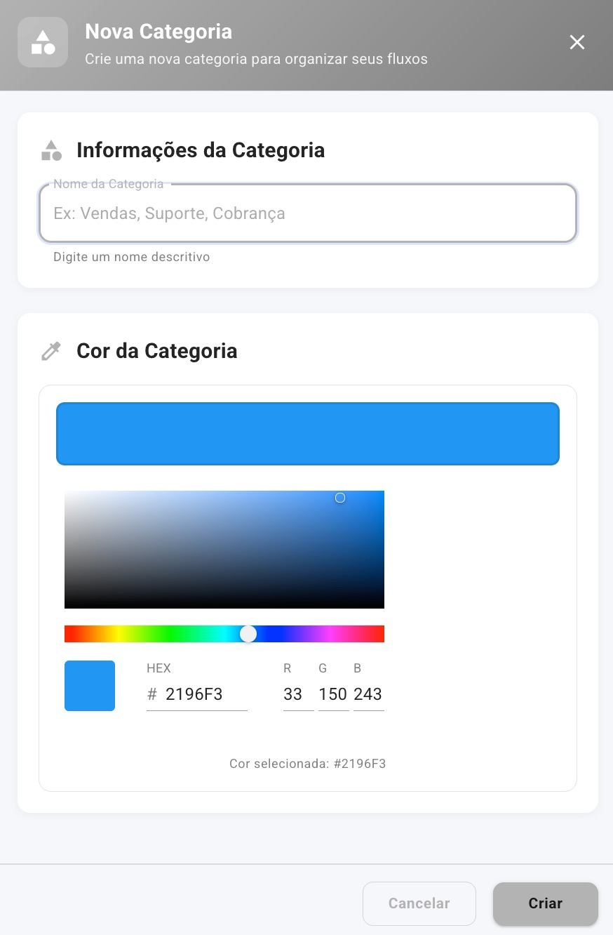 Categorias de Fluxos - Formulário